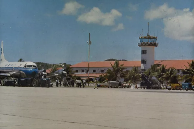 AK Airliner Postcard, VARIG L-188 Electra at Salvador Airport