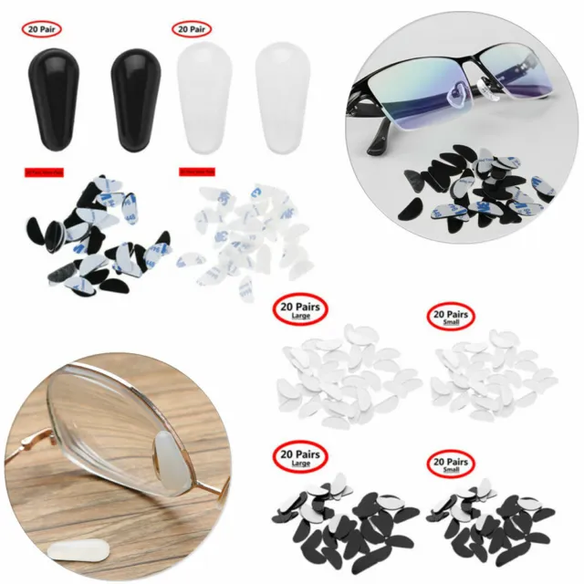 20 Pairs Soft Silicone Anti-Slip Nose Pads Grips Gaskets for Glasses Sunglasses