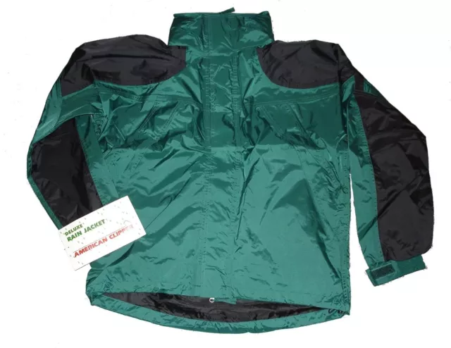 Texsport Amr. Clipper Deluxe Rain Jackets Large Forest Green and Black