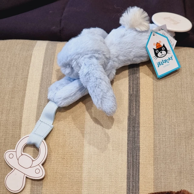 NEW JELLYCAT BUNNY Dummy holder blue soft toy ( Retired ) New with tags