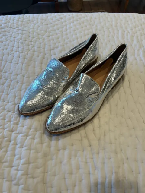 Madewell Shoes Size 11 Womens The Frances Loafer in Crackle Metallic Silver