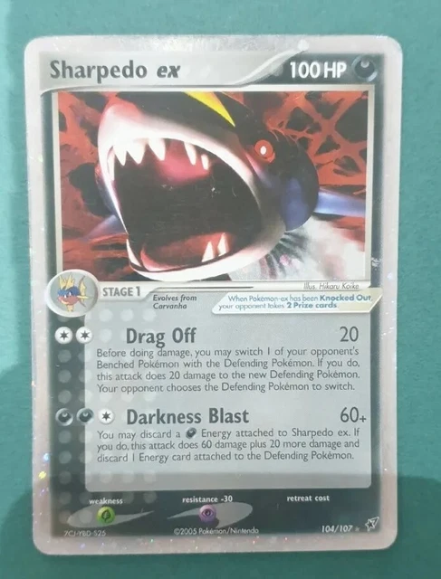 Sharpedo EX 104/107 Holo seltene Pokémonkarte - EX Deoxys Set - Top Vintage
