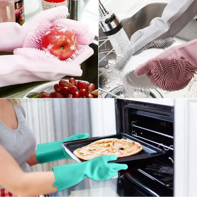 Guantes de limpieza de lavavajillas de silicona guantes de lavado para depurador doméstico