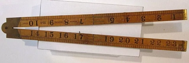 Antique Rabone Boxwood & Brass 24", 4 Fold Ruler No. 1167 Made In England