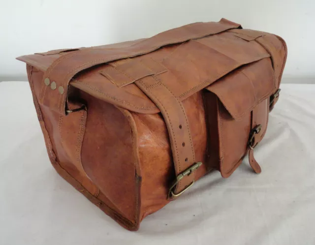 20" Vintage Leather Travel Duffle Bag Weekend Aircabin Carryon Luggage Handbags 3