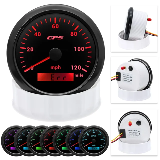 85mm 7Colors LED GPS Speedometer Gauge Odometer 0-120MPH for Car Boat Motorcycle