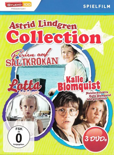 Astrid Lindgren Collection 3 Filme Lotta + Kalle Blomquist + Saltkrokan - 3 DVDs