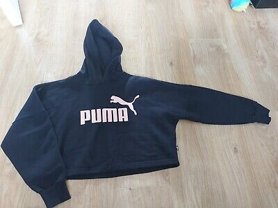 Girls Black Puma Hoodie (cropped) 11-12 yrs Excellent Condition