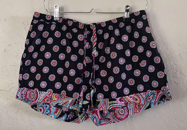 Vera Bradley Pajama PJ Shorts Wm’s Size M Parisian Pom Pom Design 100% Cotton Vera Bradley Pajama PJ Shorts Wm’s Size M Parisian Pom Pom Design 100% Cotton