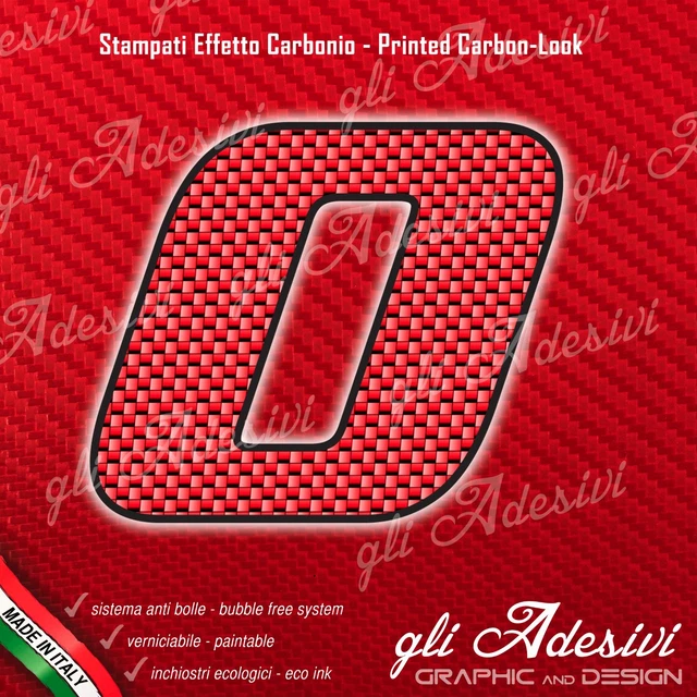 Set 3 Adesivi Numeri Auto/moto | Sticker Corsa Portiera | Adesivi Tondi 0 Nero | Per Corso