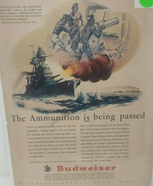 Vintage 1942 Anheuser Busch Budweiser War Advertisement