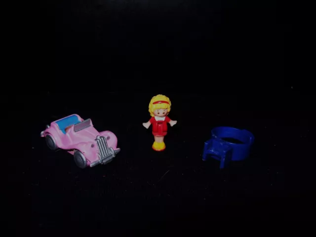 EUC 100% Complete (Pink Variation) Polly Pocket  Polly's Sports Car Ring 1989