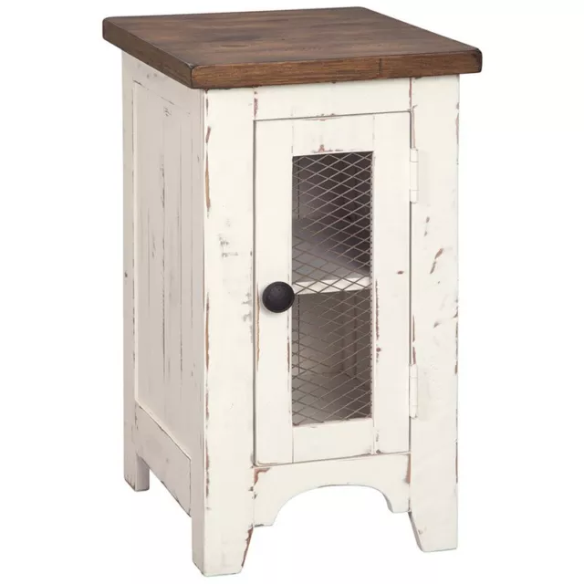 Ashley Furniture Wystfield 14" Storage End Table in Vintage White