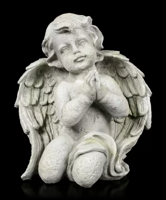 Engel Gartenfigur - Junge betend - Fantasy Gartendeko Schutzengel Cherub