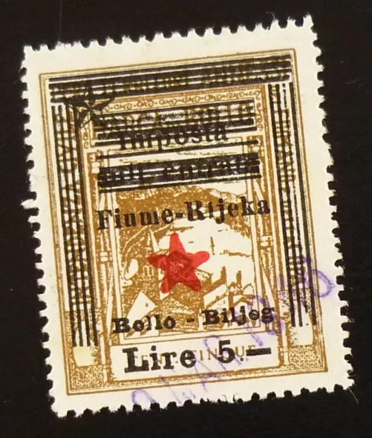 Fiume c1945 Italy Croatia Yugoslavia Ovp. Revenue Stamp - Lire 5 R25