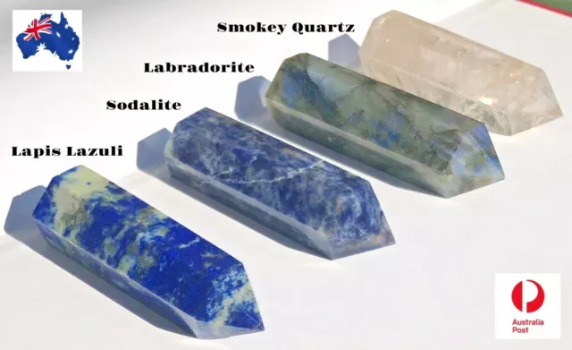 Natural Stone Crystal Point Wand Lapis Smoky Labradorite Sodalite Chakra 6-7cm