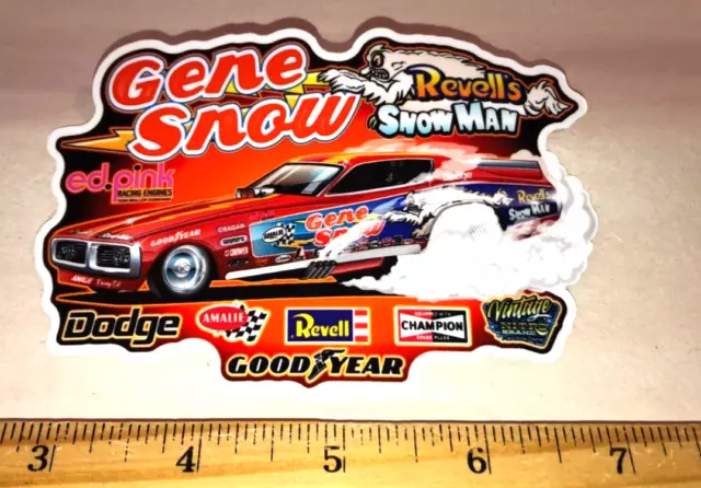 Revells Gene Snow "SNOWMAN" Red Dodge Charger Funny Car NHRA Drag Racing Sticker