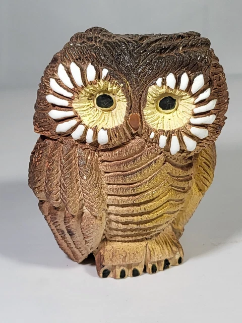 Vintage Artesania Rinconada Uruguay Ceramic Pottery Signed Owl Figurine