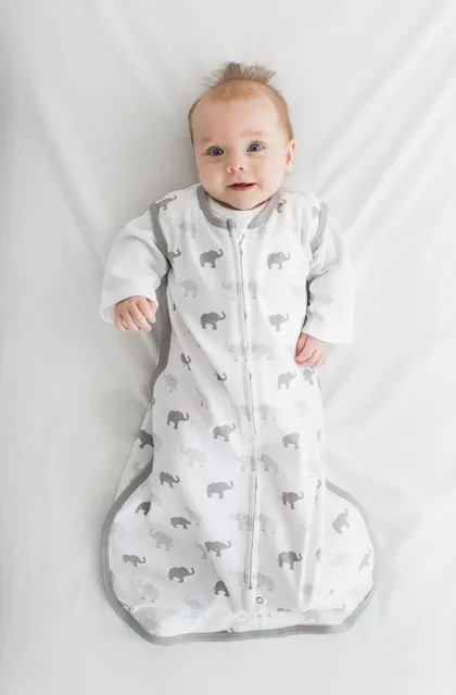 Amazing Baby Cotton Sleeping Sack, Tiny Elephants, Sterling, Medium 6-12 months 3