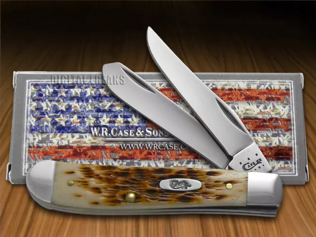 CASE XX KNIVES Mini Trapper Jigged Amber Bone Pocket Knife Stainless 00013  $61.99 - PicClick