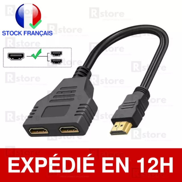 Splitter Hdmi Répartiteur 1 en 2 Multiprise Sorties Femelle Multiprise HDMI