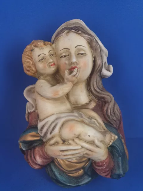 Alte sehr schöne Keramik Porzellan Figur Maria+ Kind handbemalt u.handgefertigt
