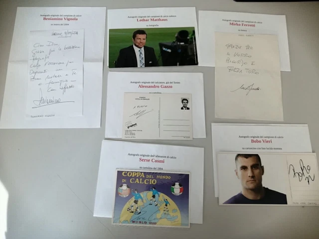 Lotto 6 Autografi Originali Foto Lettere Cartoline Calcio Matthaus Vieri Inter