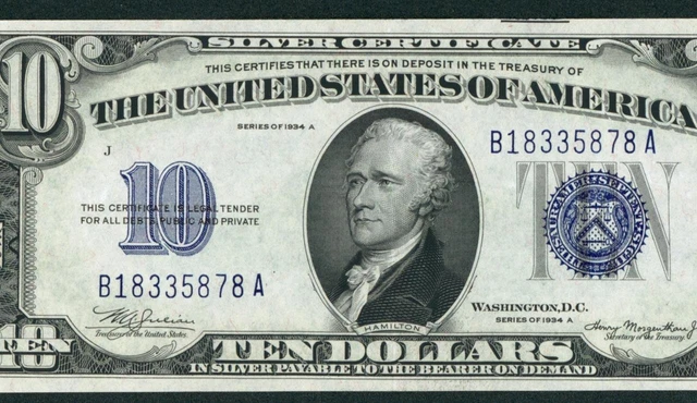 $10 1934 A ((HIGHER GRADE XF+/AU)) Silver Certificate ** DAILY CURRENCY AUCTION
