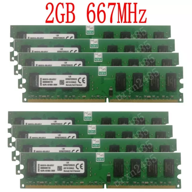 16GB 8GB 4GB 2GB 1G PC2-5300 DDR2 KVR667D2N5/2G Intel PC RAM For Kingston LOT UK