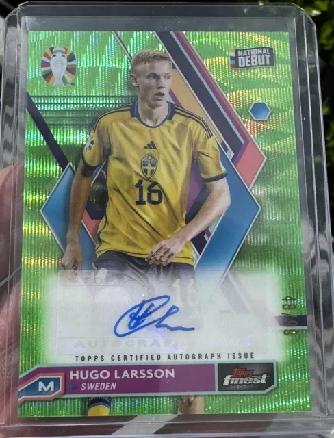 2024 Topps Finest Road To UEFA Euro Hugo Larsson Rookie Auto /99 National Debut