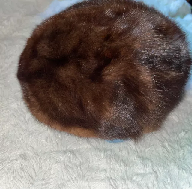 Vintage Dark Brown Real Mink Beret Hat 2