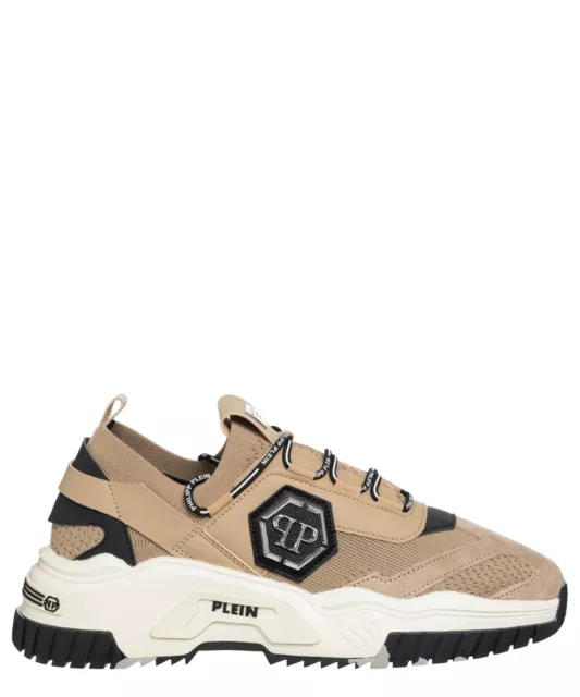Philipp Plein basket homme predator AAAS-USC0096-PTE003N_06 cuir logo Beige