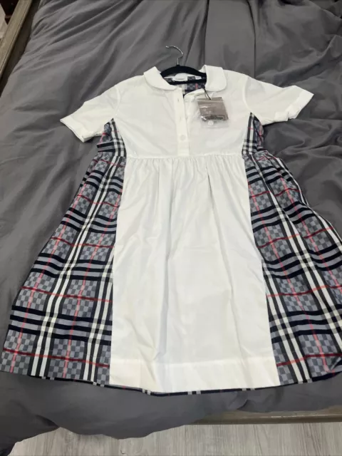 Girls Burberry Dress Size 12 White And Nova Check