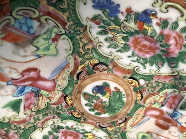 Octanginal ANTIQUE CHINESE ROSE Medallion Octagonal Saucer Famille Rose Porcelain ...