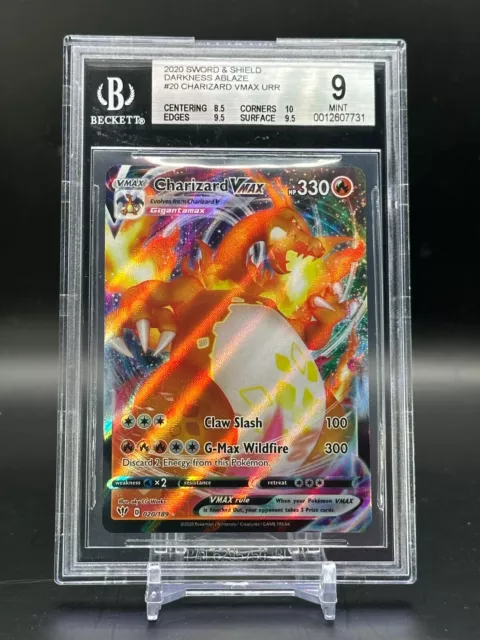 BGS 9 MINT Charizard VMAX Darkness Ablaze SWSH Full Art Holo Pokemon Card 20/189