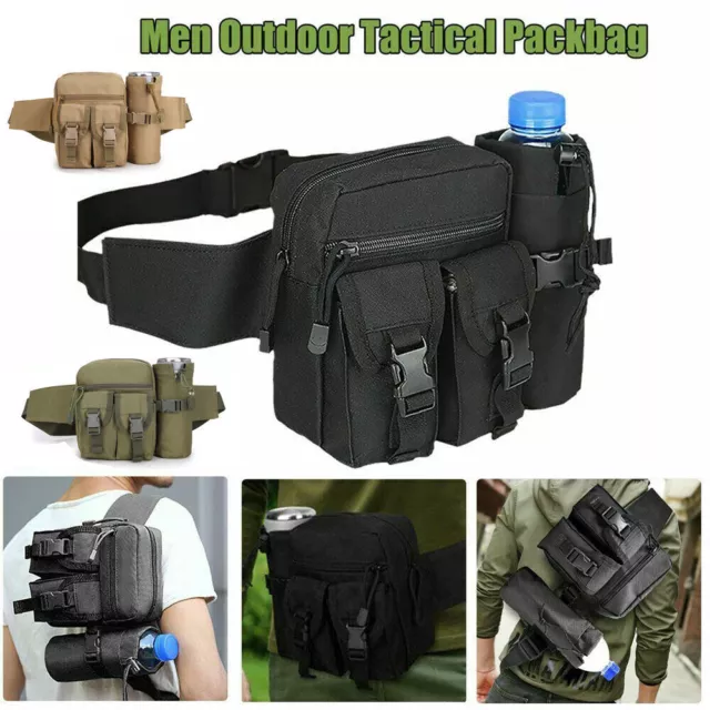 Tactical Waist Pack Water Bottle Belt Bags Camping Hiking Military Pouch Outdoor
