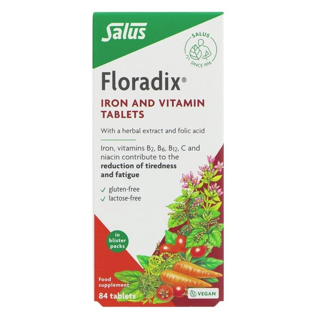 FLORADIX IRON TABLETS with Vitamins & Herbal Extracts 84 Tablets