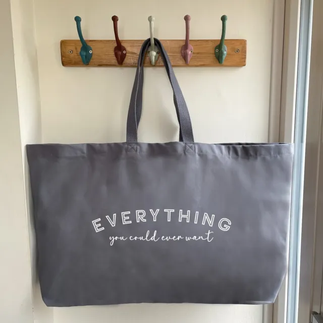 GIANT TOTE BAG - "Everything" | Shopper/Weekend/Travel/Mum Tote Bag, Canvas Bag