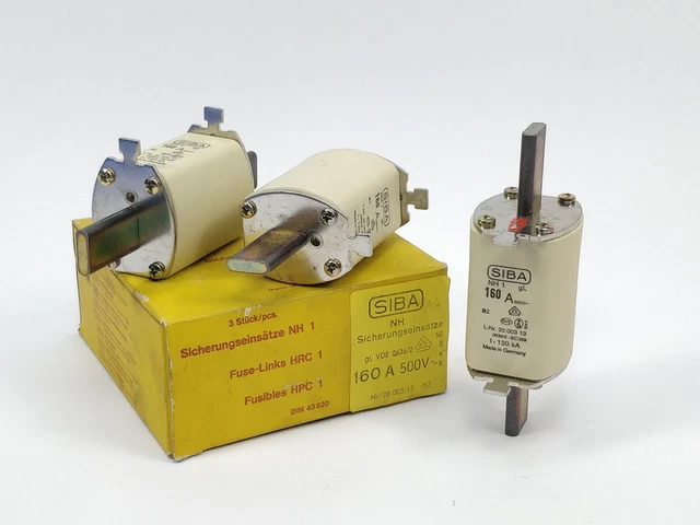 SIBA 2000313/82 Fusible 160A 500V Gl NH1 120kA 3Pcs