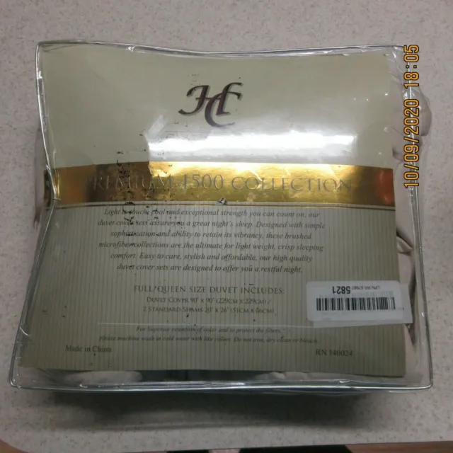 HC Collection Premium 1500 Collection Full/Queen Duvet Cover 3 piece Set Cream