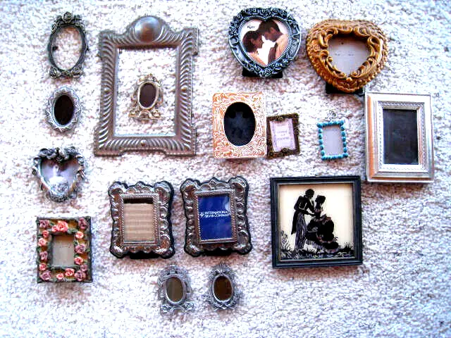 Vintage Lot Of 17 Small Picture Frames Miniature 1.75" to 7.5" Silverplate wood