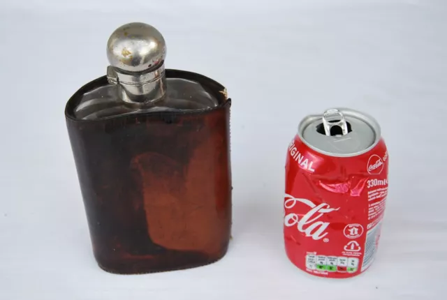 1 flasque à liqueur en verre et cuir - H 18,5 cm 545 g