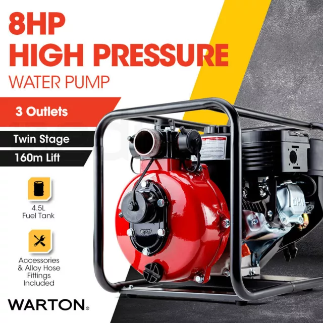 8HP 1.5  & 2  Petrol High Pressure Water Transfer Pump Irrigation Fire Fighting