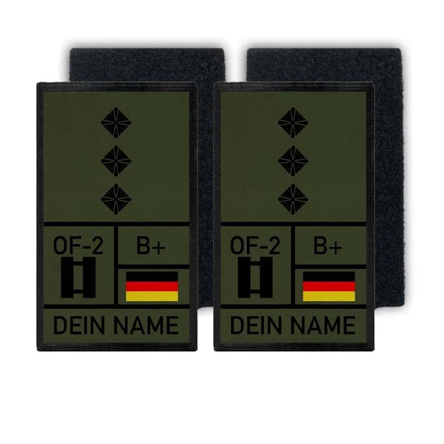 Stabsunteroffizier Patch 9,8x6cm Mit Name & Blutgruppe - NATO Code #39036