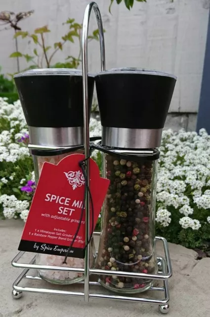 UK Salt Pepper Grinder Set Stainless Steel Glass Shaker Adjustable Mill Jocular