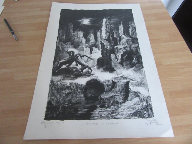 LITOGRAFIA NUMERADA FIRMADA Marcelle KUNTZ (1910) HOMENAJE A LEOPARDI