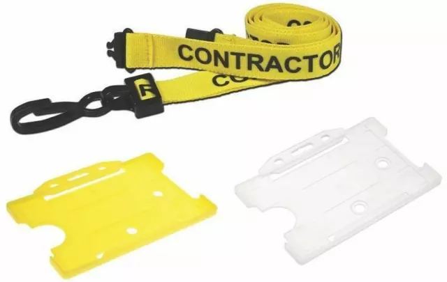 PRINTED CONTRACTOR LANYARD YELLOW Neck Strap With ID Card Badge Holder