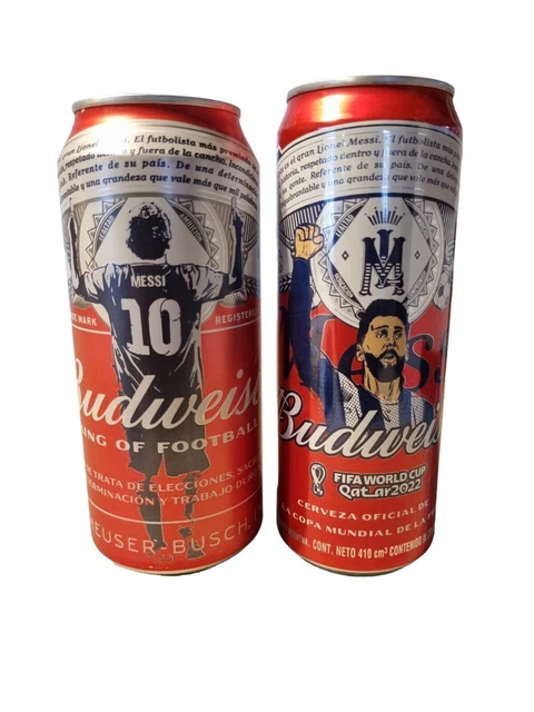 Lotto 2 Lattine Vuote Budweiser Messi Dall'argentina 2023