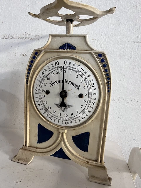 Alte Alexanderwerk Küchenwaage Tellerwaage Jugendstil Antik Nachlass Emaille