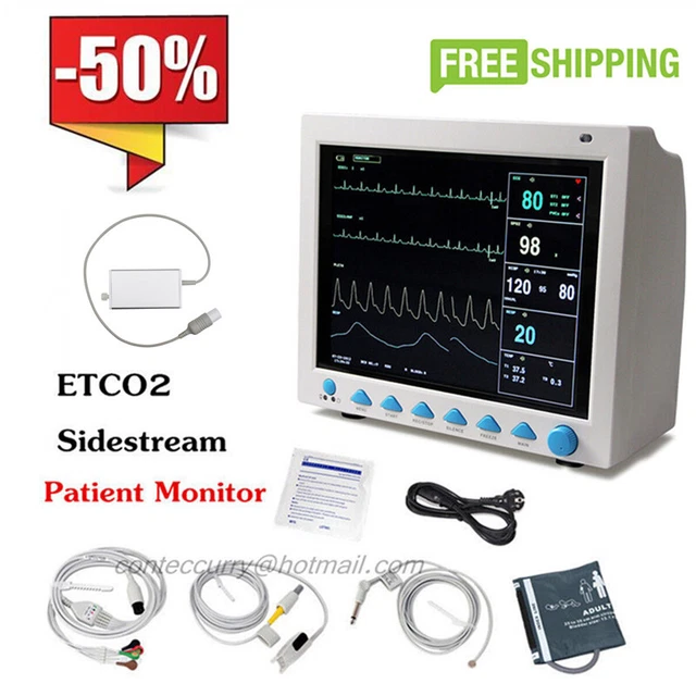 Vitals Monitor Spo2 Low CONTEC CO2 CMS8000 Vital Signs Patient Monitor+ECG NIBP SPO2 PR RESP ...